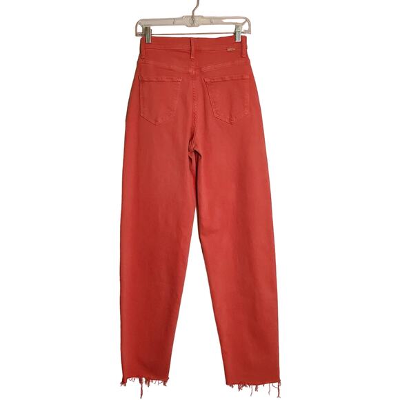 Mother Curbside Heel Fray Jeans Rose Of Sharon 25 Pink High Waisted Straight Leg - Picture 3 of 13